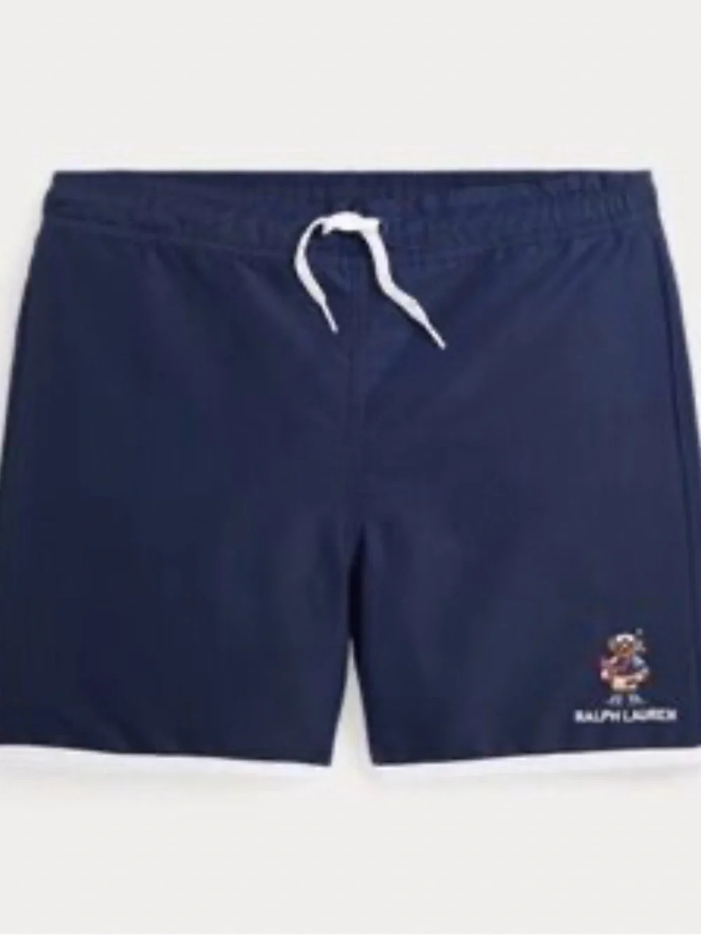 Boys Ralph Lauren Navy Swim Trunks with Embroidered Bear